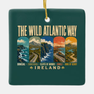 Wild Atlantic Way Irland Landmark-Illustration Keramikornament
