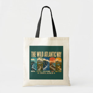 Wild Atlantic Way Irland Landmark-Illustration Tragetasche