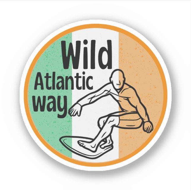 Wild Atlantic Way - Surfversuch in Irland Tourismu Aufkleber (Vorderseite)