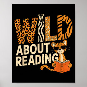 Wild auf das Lesen von Büchern Leser Liebhaber Bib Poster