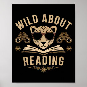 Wild auf das Lesen von Büchern Leser Liebhaber Bib Poster