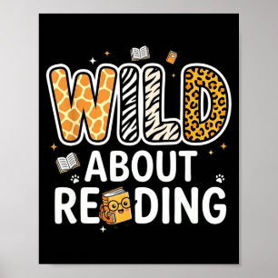 Wild auf das Lesen von lustigen Tier-Kinderbüchern Poster