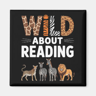 Wild auf das Lesen von Retro-Tierbuchliebhaber Magnet