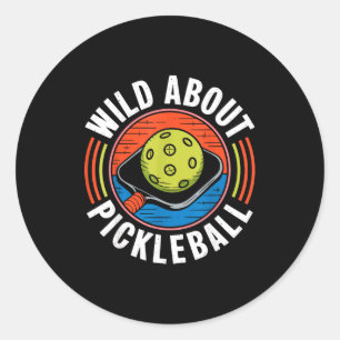 Wild auf Pickleball lustiger Pickle Ball Runder Aufkleber