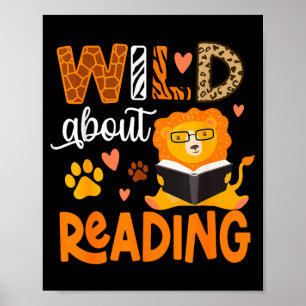 Wild aufs Lesen Buch Tier Kinderbuch Poster