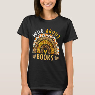 Wild aufs Lesen Leopard Regenbogen Buchliebhaber T-Shirt