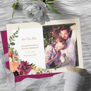 Wild Autumn Bouquet Foto Save the Date kündigen Ankündigung