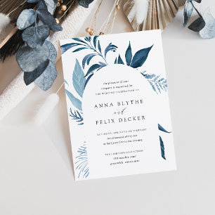Wild Azure Blue Botanical Arch Wedding Einladung