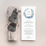 Wild Azure Wedding Menu Card Menükarte<br><div class="desc">Unser Winterschick-Hochzeitsmenü bietet Vorspeisen,  Vorspeisen und Desserts in elegantem Schriftsatz,  mit Ihren Namen und Hochzeitsdatum umrahmt von einem winterblauen botanischen Kranz in Aquarellfarbe. Koordiniert mit unserer WildAzure Hochzeitskollektion. Verwenden Sie die Vorlagenfelder,  um Menüinformationen hinzuzufügen,  und klicken Sie dann auf "Anpassen",  um Elemente bei Bedarf neu zu positionieren.</div>