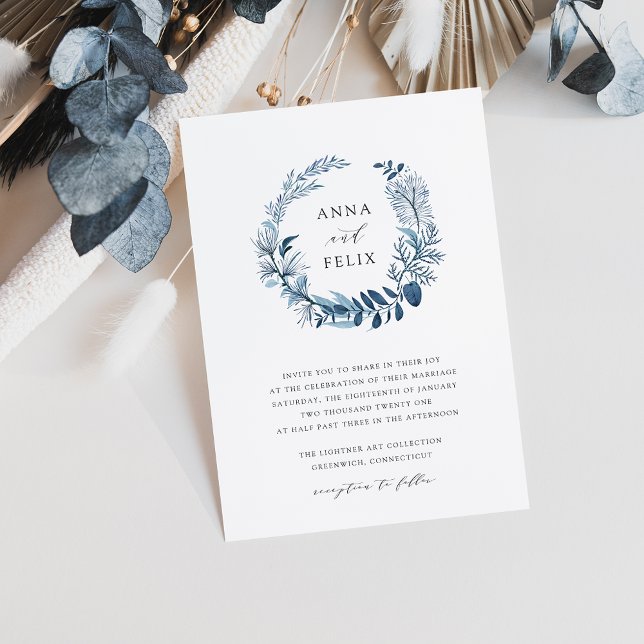 Wild Azure Wreath Wedding Einladung (Von Creator hochgeladen)