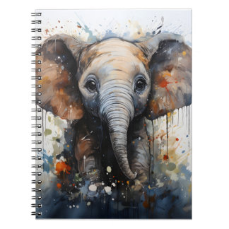 Wild Baby Elephant Einzigartige Wasserfarbe Notizblock