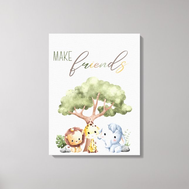 Wild Baby Safari Animals Wall Art Décor Leinwand (Vorderseite)