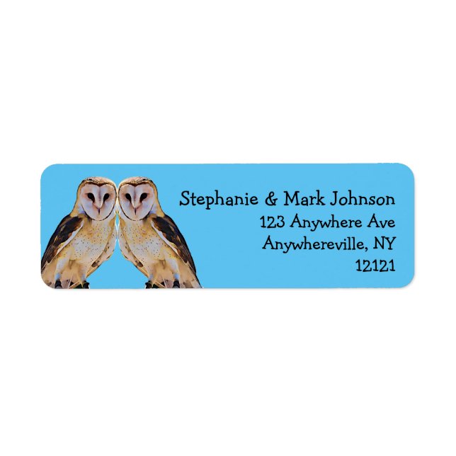 Wild Barn Owl Bird Artwork Name Personalized Blue (Vorne)