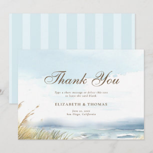 Wild Beach Fence Ocean Grass Chic Elegante Hochzei Dankeskarte