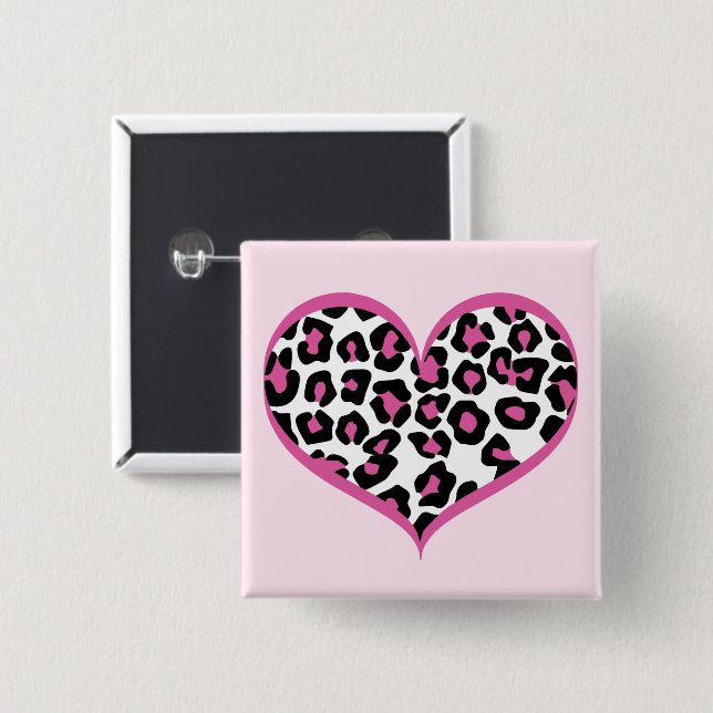 Wild bei Heart Leopard Print Button (Vorne & Hinten)