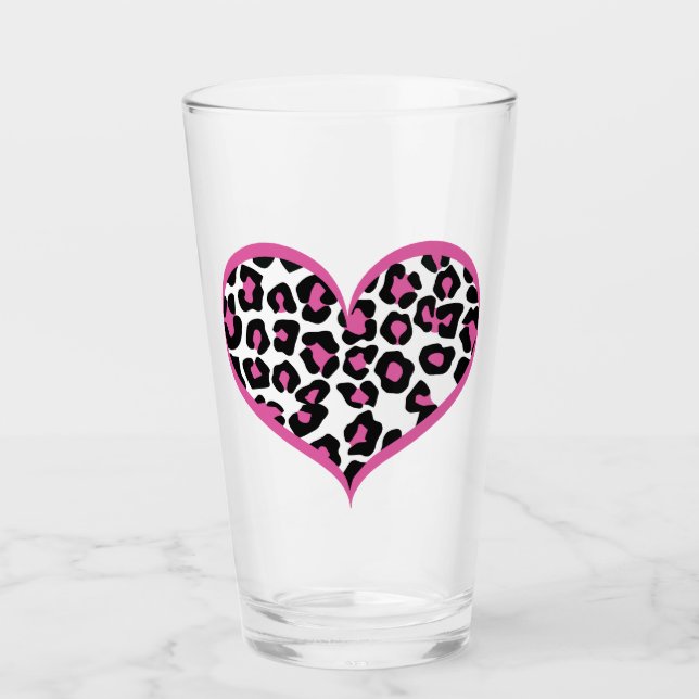 Wild bei Heart Leopard Print Glas (Vorderseite)
