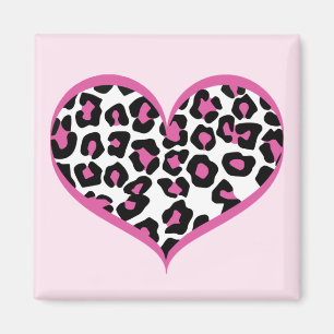Wild bei Heart Leopard Print Magnet