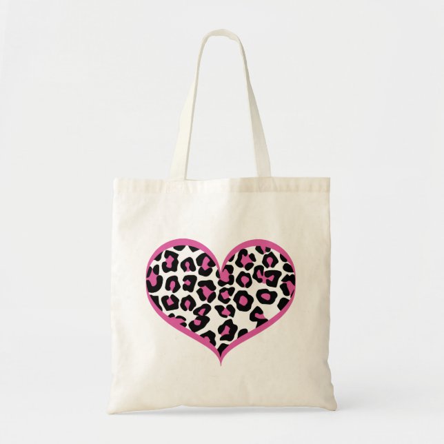 Wild bei Heart Leopard Print Tragetasche (Vorne)