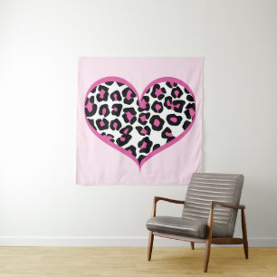 Wild bei Heart Leopard Print Wandteppich