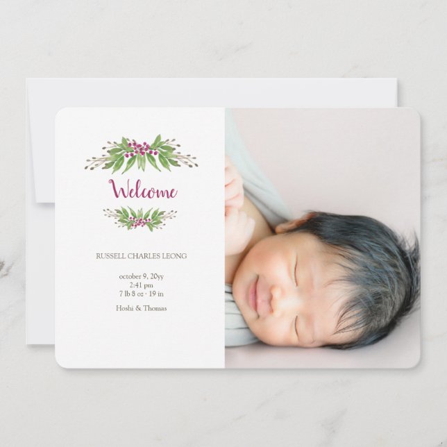 Wild Berries Foto Geburtsankündigung Ankündigung (Vorderseite)