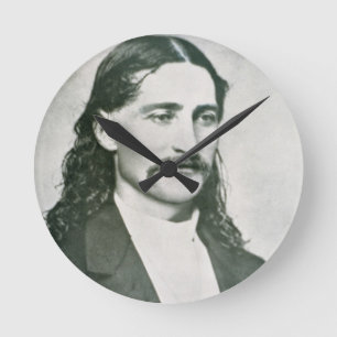 'Wild Bill' Hickok (b/w photo) Runde Wanduhr