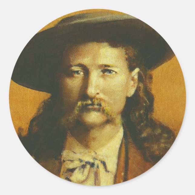 Wild Bill Hickok Illustration Runder Aufkleber (Vorderseite)