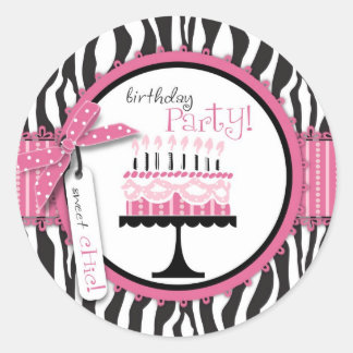 Wild Birthday Cake Sticker Pink