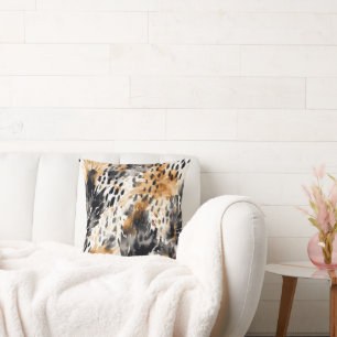 Wild Black Cream Leopard Animal Print Kissen