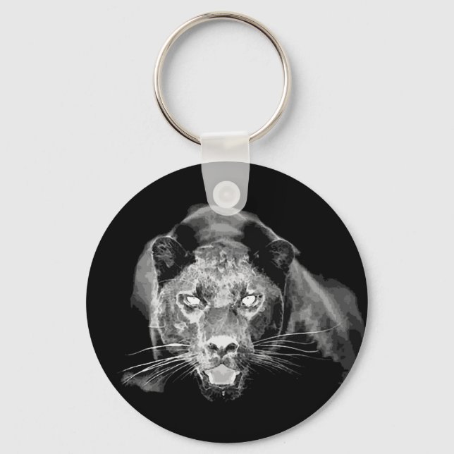 Wild Black Jaguar Cat Roars Schlüsselanhänger (Vorderseite)