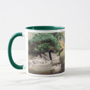 Wild Black Necked Swan Familie Vintage Kunst Tasse