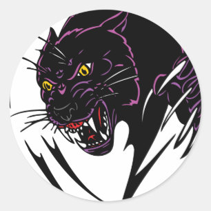 Wild Black Panther Runder Aufkleber