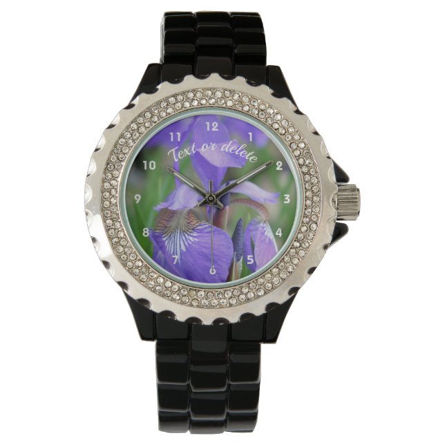 Wild blaue Flagge Iris Blume Personalisiert Armbanduhr (Vorderseite)