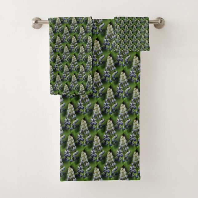 Wild-blaue Lupine-Blume Nature Patte Badhandtuch Set (Insitu)