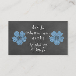 Wild blaue Rose Chalkboard Empfang Cards Begleitkarte