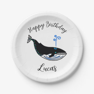 Wild - Blauer Wal - Happy Birthday- Party Pappteller