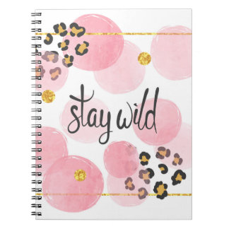 Wild bleibe, Leopardendruck, rosa Kreise Notizblock