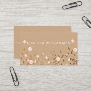 Wild Blossom   Gold Glitzer Floral Elegant Kraft Visitenkarte