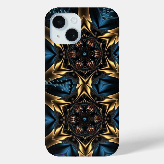 Wild Blue Gold Gears Case-Mate iPhone Hülle (Rückseite)