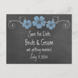 Wild Blue Rose Chalkboard Save the Date Postkarte