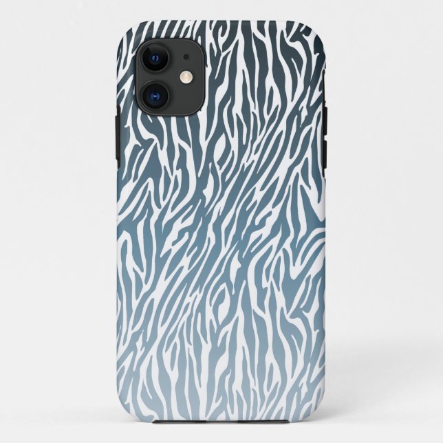 Wild Blue Zebra Print Ombre Case-Mate iPhone Hülle (Rückseite)
