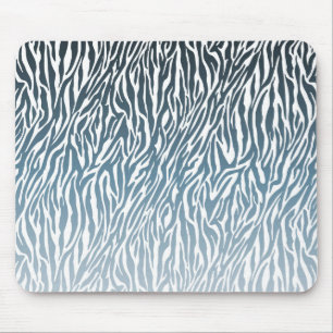Wild Blue Zebra Print Ombre Mousepad