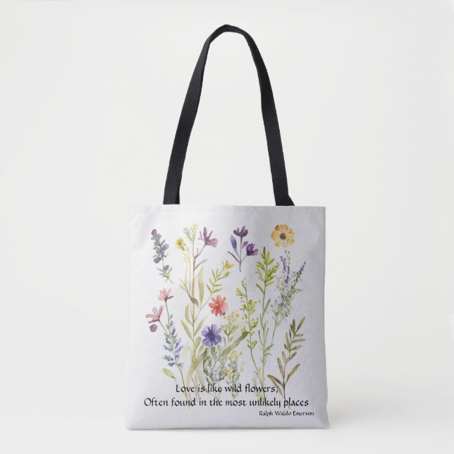 Wild Blume bearbeitbare Zitat von Ralph Waldo Emer Tasche (Vorderseite)