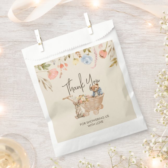 Wild Blume Boho Teddy Bear Babydusche Vielen Dank Geschenktütchen (Ausgeschnitten)