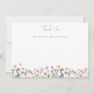 Wild Blume Brautparty Future Frau Personalisiert Dankeskarte