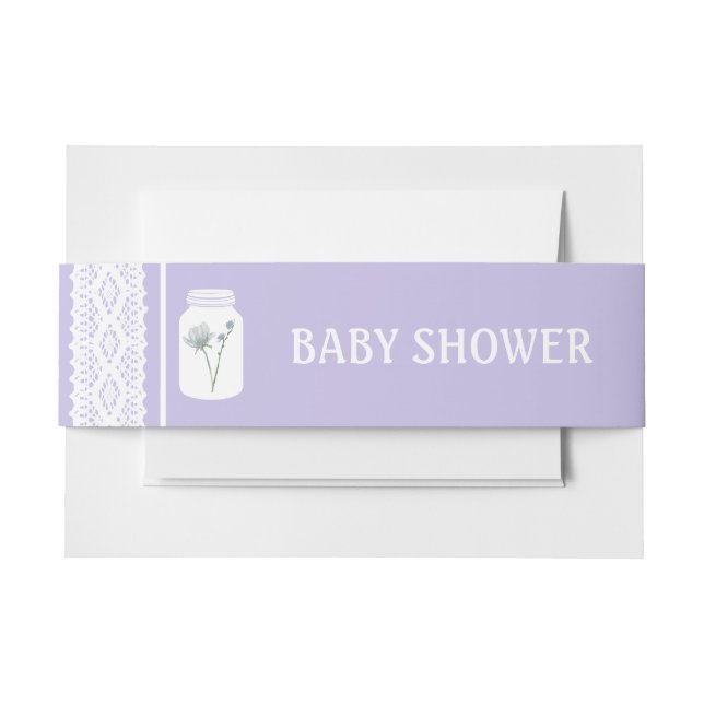 Wild Blume Mason Jar und Lace Baby Shower Einladungsbanderole (Vorderseite Beispiel)