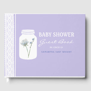 Wild Blume Mason Jar und Lace Baby Shower Gästebuch