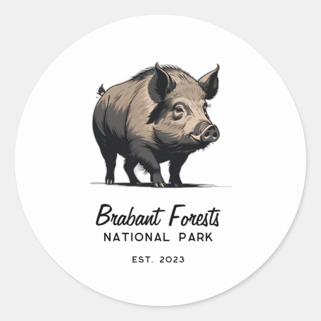 Wild Boar - Brabant Forest National Park Runder Aufkleber (Vorderseite)