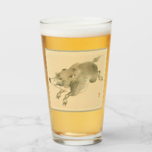 Wild Boar (japanische Kunst) (von Kono Bairei) Glas
