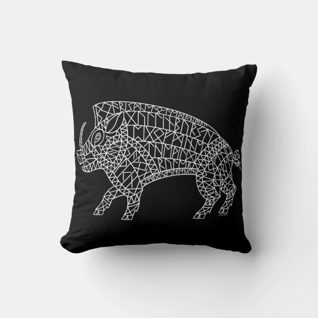 Wild Boar mit Runen Kissen (Vorderseite)