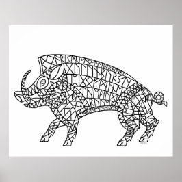 Wild Boar mit Runen Poster